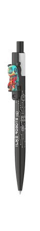 Golyóstoll, 0,8 mm, nyomógombos, ICO "Robot", fekete