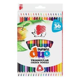   Színes ceruza készlet, kétvégű, háromszögletű, ICO "Süni", 36 különböző szín