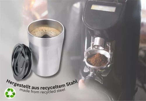 Termoszbögre, 300 ml, rozsdamentes acél, TROIKA "Cup-uccino", ezüst