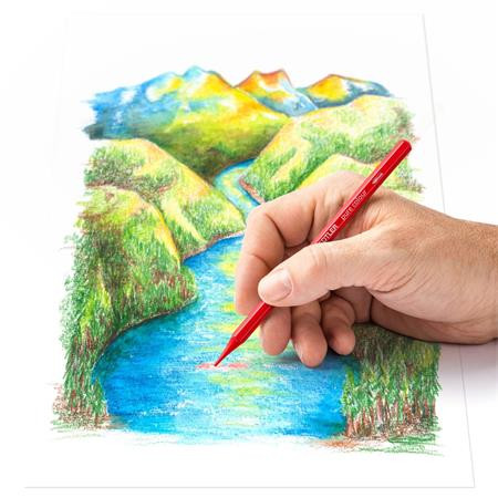 Akvarell ceruza készlet, fém doboz, hatszögletű, STAEDTLER "146 10G", 12 különböző szín