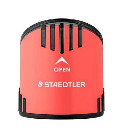 Grafitceruza készlet, hegyezővel, radírral, HB, STAEDTLER "Norix® 181", korall piros
