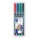 Alkoholos marker készlet, OHP, 0,4 mm, STAEDTLER "Lumocolor 313", 4 különböző szín