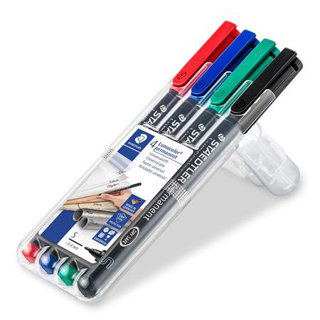 Alkoholos marker készlet, OHP, 0,4 mm, STAEDTLER "Lumocolor 313", 4 különböző szín