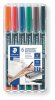 Alkoholos marker készlet, OHP, 0,4 mm, STAEDTLER "Lumocolor 313", 6 különböző szín