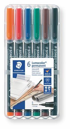 Alkoholos marker készlet, OHP, 0,4 mm, STAEDTLER "Lumocolor 313", 6 különböző szín