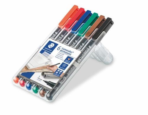 Alkoholos marker készlet, OHP, 0,4 mm, STAEDTLER "Lumocolor 313", 6 különböző szín