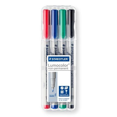 Alkoholmentes marker készlet, OHP, 0,6 mm, STAEDTLER "Lumocolor 316 F", 4 különböző szín