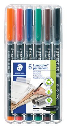 Alkoholos marker készlet, OHP, 1 mm, STAEDTLER "Lumocolor 317", 6 különböző szín