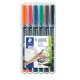 Alkoholos marker készlet, OHP, 1 mm, STAEDTLER "Lumocolor 317", 6 különböző szín