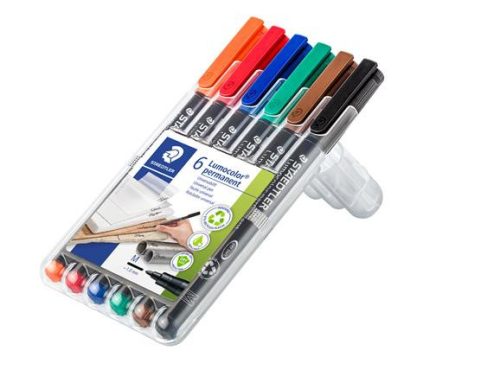 Alkoholos marker készlet, OHP, 1 mm, STAEDTLER "Lumocolor 317", 6 különböző szín