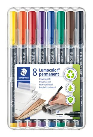 Alkoholos marker készlet, OHP, 1 mm, STAEDTLER "Lumocolor 317 M", 8 különböző szín
