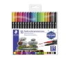 Alkoholos marker készlet, kétvégű, 0,5/3,0 mm, STAEDTLER "3187", 18 különböző szín