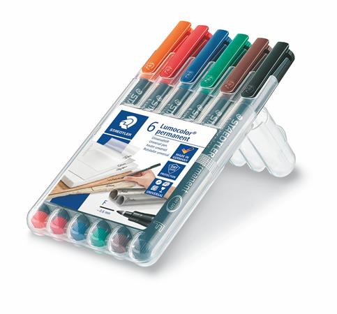 Alkoholos marker készlet, OHP, 0,6 mm, STAEDTLER "Lumocolor 318", 6 különböző szín