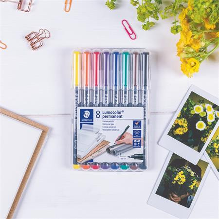 Alkoholos marker készlet, OHP, 0,6 mm, STAEDTLER "Lumocolor 318 F", 8 különböző szín