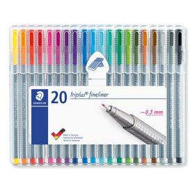   Tűfilc készlet, 0,3 mm, STAEDTLER "Triplus 334", 20 különböző szín