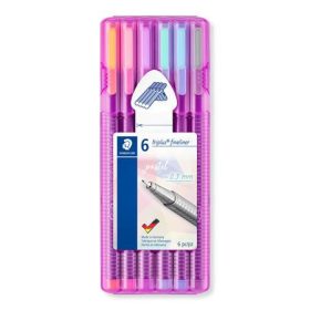   Tűfilc készlet, 0,3 mm, STAEDTLER "Triplus® 334", 6 különböző pasztell szín