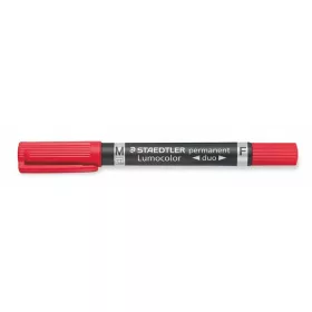   Alkoholos marker, 0,6/1,5 mm, kúpos, kétvégű, STAEDTLER "Lumocolor® duo 348", piros