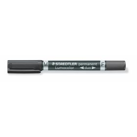   Alkoholos marker, F/M, 0,6/1,5 mm, kúpos, kétvégű, STAEDTLER "Lumocolor Duo 348", fekete