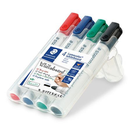 Táblamarker készlet, 2 mm, kúpos, STAEDTLER "Lumocolor 351", 4 különböző szín