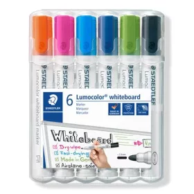   Táblamarker készlet, 2 mm, kúpos, STAEDTLER "Lumocolor 351", 6 különböző szín