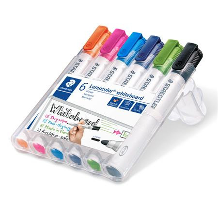 Táblamarker készlet, 2 mm, kúpos, STAEDTLER "Lumocolor 351", 6 különböző szín