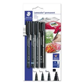   Alkoholos marker készlet, STAEDTLER "Lumocolor 60" 4 különböző vastagság, fekete