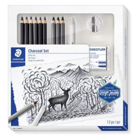   Grafitceruza készlet, hegyezővel, gyurmaradírral, STAEDTLER "Mars Lumograph 100 C", 6 különböző keménység