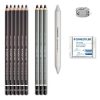 Grafitceruza készlet, hegyezővel, gyurmaradírral, STAEDTLER "Mars Lumograph 100 C", 6 különböző keménység