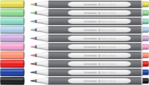 Ecsetirón készlet, hajlékony heggyel, SCHNEIDER "Paint-It 070", 10 különböző szín