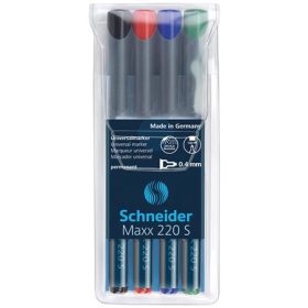   Alkoholos marker készlet, OHP, 0,4 mm, SCHNEIDER "Maxx 220 S", 4 különböző szín