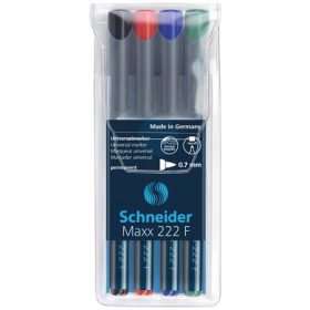   Alkoholos marker készlet, OHP, 0,7 mm, SCHNEIDER "Maxx 222 F", 4 különböző szín