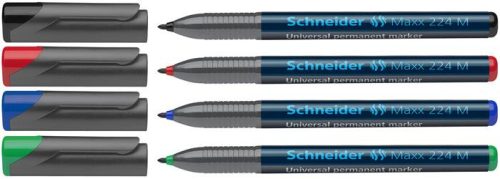 Alkoholos marker készlet, OHP, 1 mm, SCHNEIDER "Maxx 224 M", 4 különböző szín