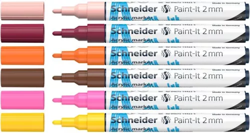 Akril marker készlet, 2 mm, SCHNEIDER "Paint-It 310", 6 különböző szín
