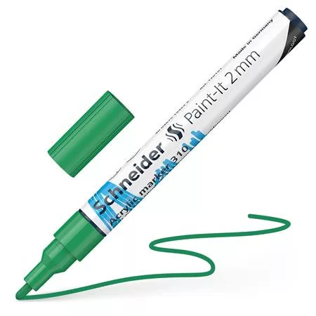 Akril marker, 2 mm, SCHNEIDER "Paint-It 310", zöld