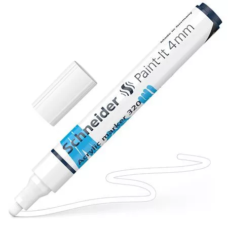 Akril marker, 4 mm, SCHNEIDER "Paint-It 320", fehér
