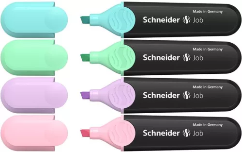 Szövegkiemelő készlet, 1-5 mm, SCHNEIDER "Job Pastel", 4 különböző pasztell szín