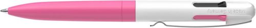 Golyóstoll, 0,5 mm, nyomógombos, négyszínű, SCHNEIDER "Take 4 Neon", rózsaszín-fehér