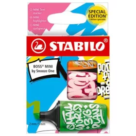   Szövegkiemelő készlet, 2-5 mm, STABILO, "Boss Mini Snooze One", 3 különböző szín