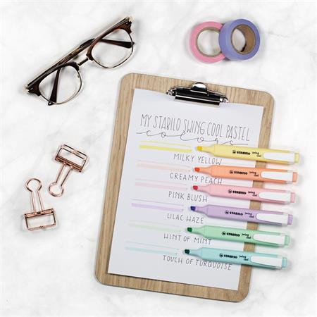 Szövegkiemelő készlet, 1-4 mm, STABILO "Swing Cool Pastel", 6 különböző szín