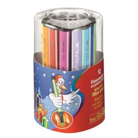   Filctoll készlet, 1,5-2 mm, rugós hegy, STABILO "Trio Scribbi", 12 különböző szín