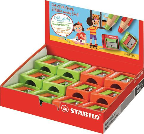 Hegyező, egylyukú, "Woody" krétaceruzákhoz, STABILO, vegyes szín