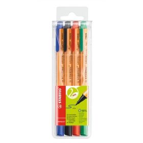   Rostirón készlet, 0,8 mm, STABILO "Greenpoint", 4 különböző szín