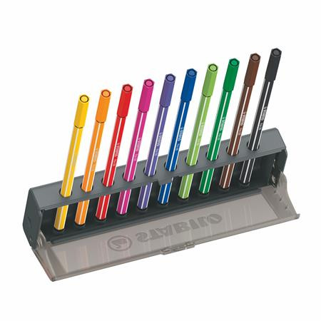 Filctoll készlet, 1 mm, STABILO "Pen 68", 10 db-os asztali készlet