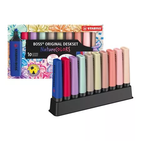 Szövegkiemelő készlet, 2-5 mm, STABILO "BOSS original NatureCOLORS Wildflowers", 10 különböző szín