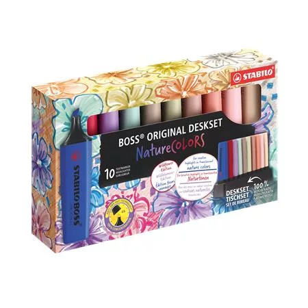 Szövegkiemelő készlet, 2-5 mm, STABILO "BOSS original NatureCOLORS Wildflowers", 10 különböző szín