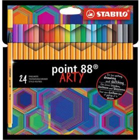   Tűfilc készlet, 0,4 mm, STABILO "Point 88 ARTY", 24 különböző szín
