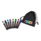 Dekormarker készlet, 1,8-2,5 mm, UNI "Posca PC-5M", 8 különböző szín, tartóval