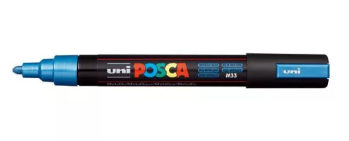 Dekormarker, 1,8-2,5 mm, UNI "Posca PC-5M", metál kék
