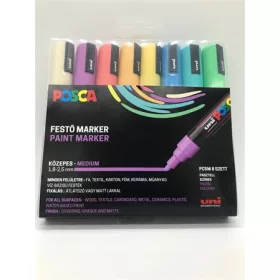   Dekormarker készlet, 1,8-2,5 mm, UNI "Posca PC-5M", 8 különböző pasztell szín