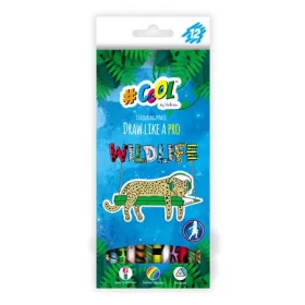   Színes ceruza készlet, háromszögletű, COOL BY VICTORIA "Wildlife", 12 különböző szín
